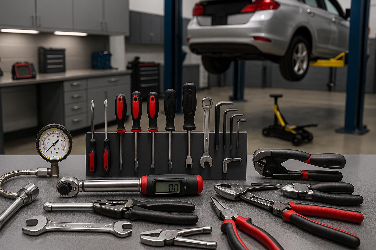 10 ferramentas essenciais para abrir sua oficina mecânica com qualidade e eficiência, garantindo precisão, segurança e produtividade no seu negócio. (imagem gerada com inteligência artificial)