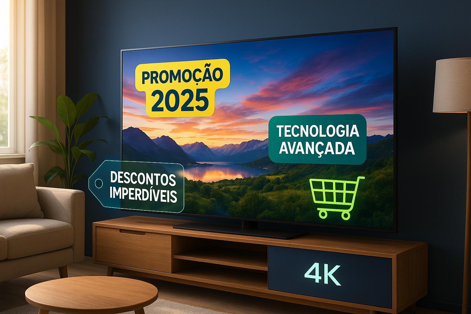 Como comprar TV em promoção em 2025: descubra quando, onde e quais modelos escolher para aproveitar ofertas e economizar na sua próxima TV. (imagem gerada com inteligência artificial)