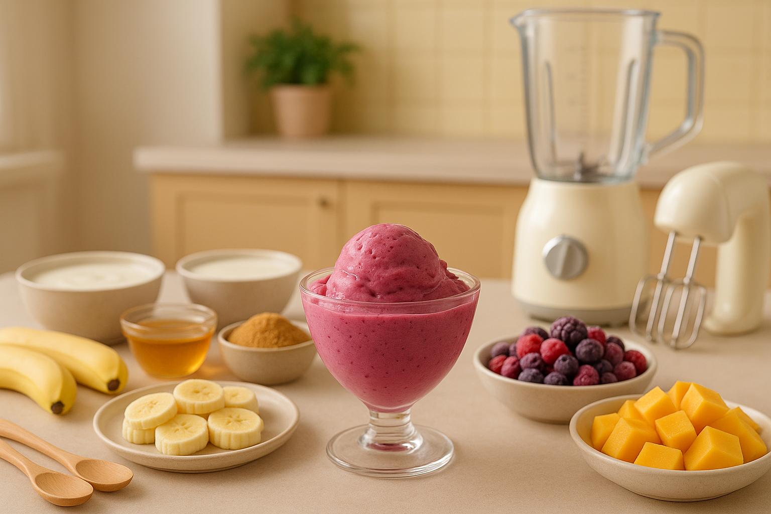 Como fazer sorvete caseiro saboroso e cremoso em 2025: aprenda técnicas, ingredientes naturais e receitas fáceis para uma sobremesa deliciosa e personalizada. (imagem gerada com inteligência artificial)