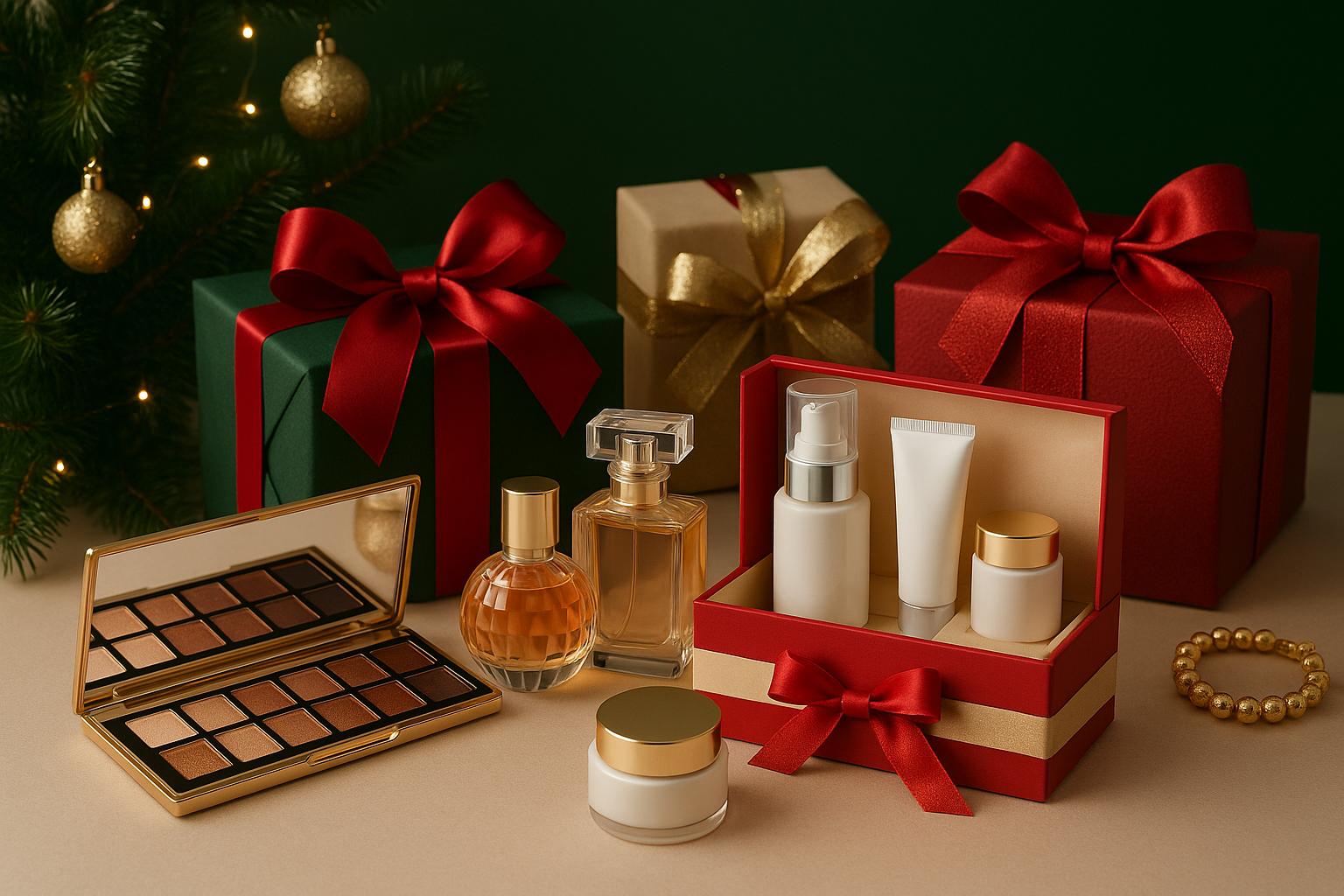 Ideias de produtos de beleza para presentear no Natal 2024 com promoções e descontos, garantindo elegância, cuidado e sofisticação na hora de surpreender. (imagem gerada com inteligência artificial)
