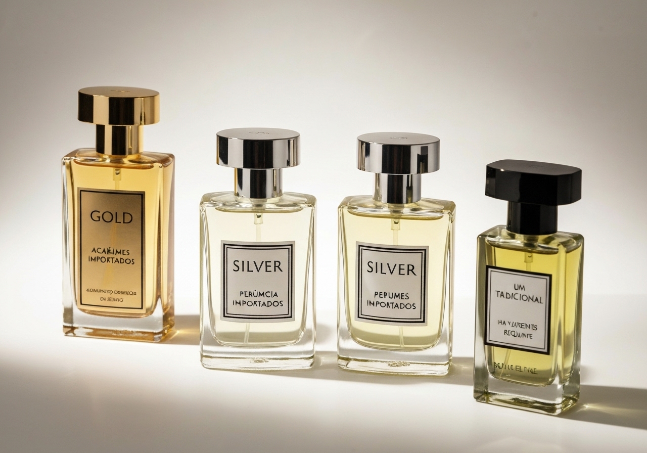 Kit 3 perfumes Malbek (Gold, Silver e Tradicional): aromas importados sofisticados, versáteis e com excelente custo-benefício, perfeitos para presentes ou uso diário. (imagem gerada com inteligência artificial)