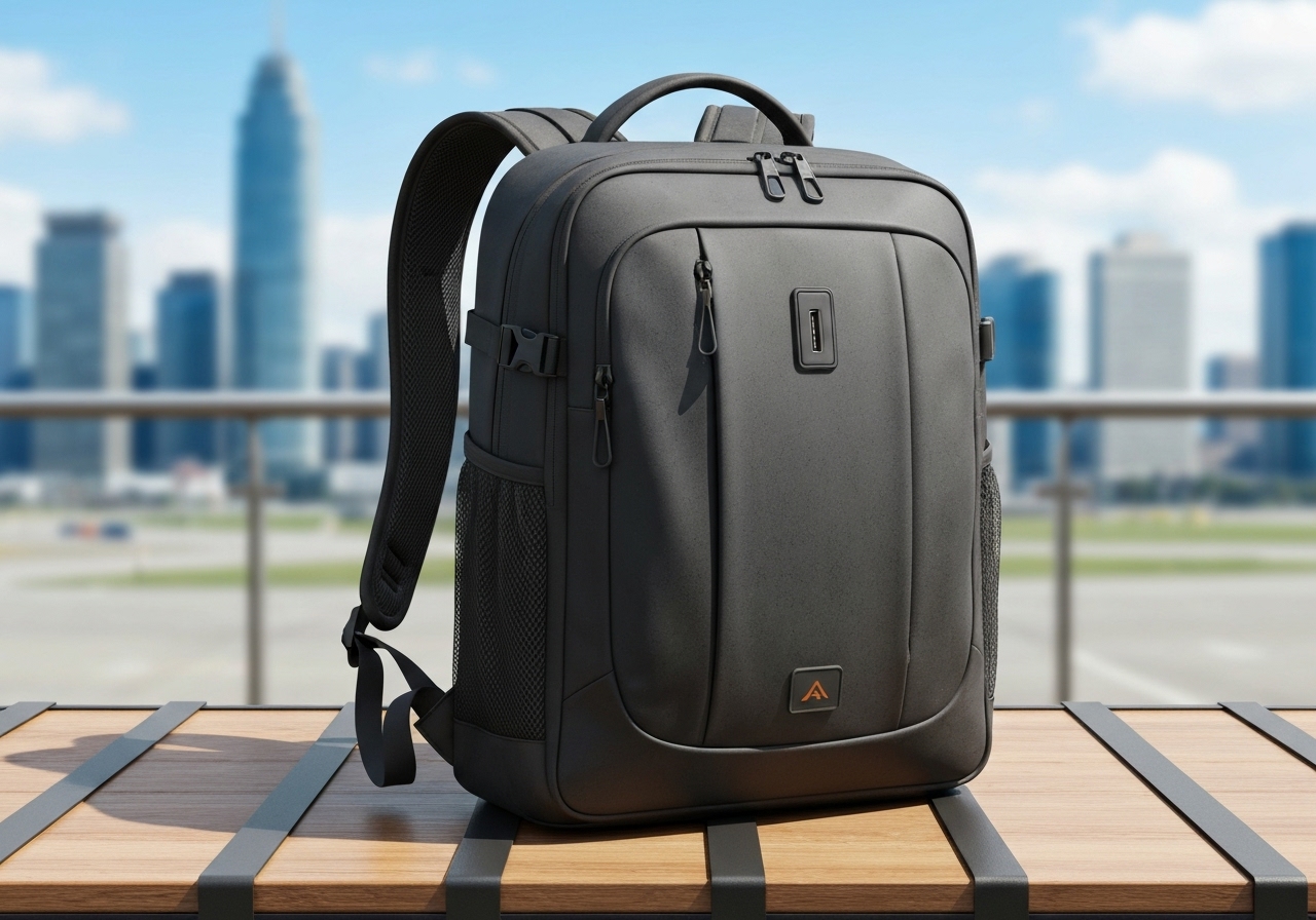 Mochila de viagem Romantic Crown: leve 1kg, à prova d’água, expansão até 45L, compartimento para notebook 17,3” + porta USB, design ergonômico. (imagem gerada com inteligência artificial)