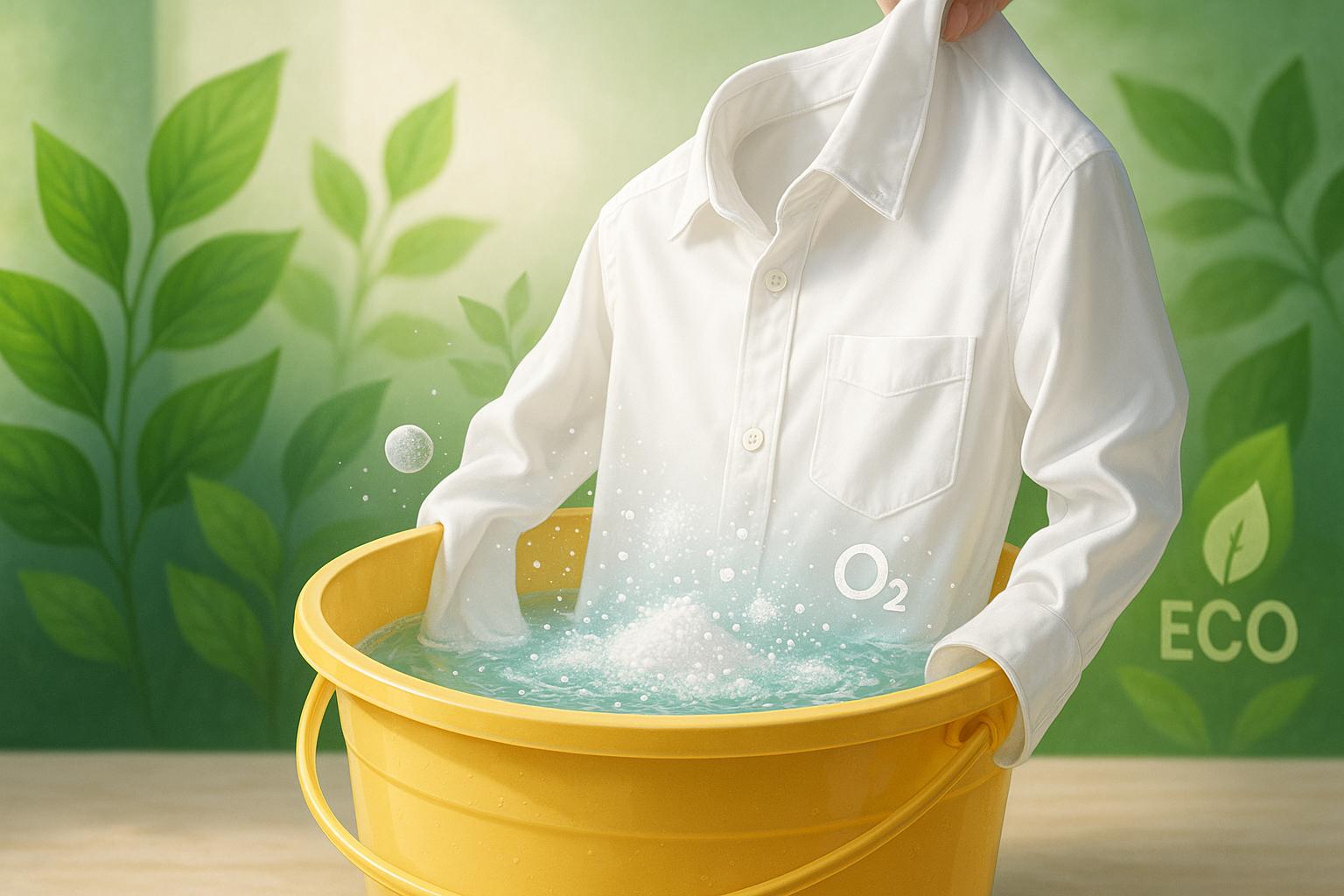 Percarbonato 1kg de alto poder de limpeza revitaliza roupas brancas e coloridas, removendo manchas difíceis de forma ecológica e segura para o meio ambiente. (imagem gerada com inteligência artificial)