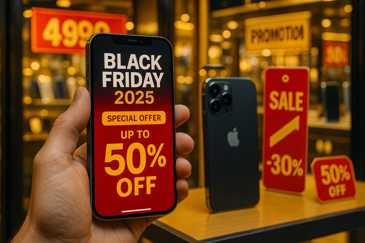 Quer saber qual iPhone está na promoção em 2025? Veja ofertas do iPhone 16, 17, modelos antigos e dicas para aproveitar a Black Friday com economia e segurança. (imagem gerada com inteligência artificial)