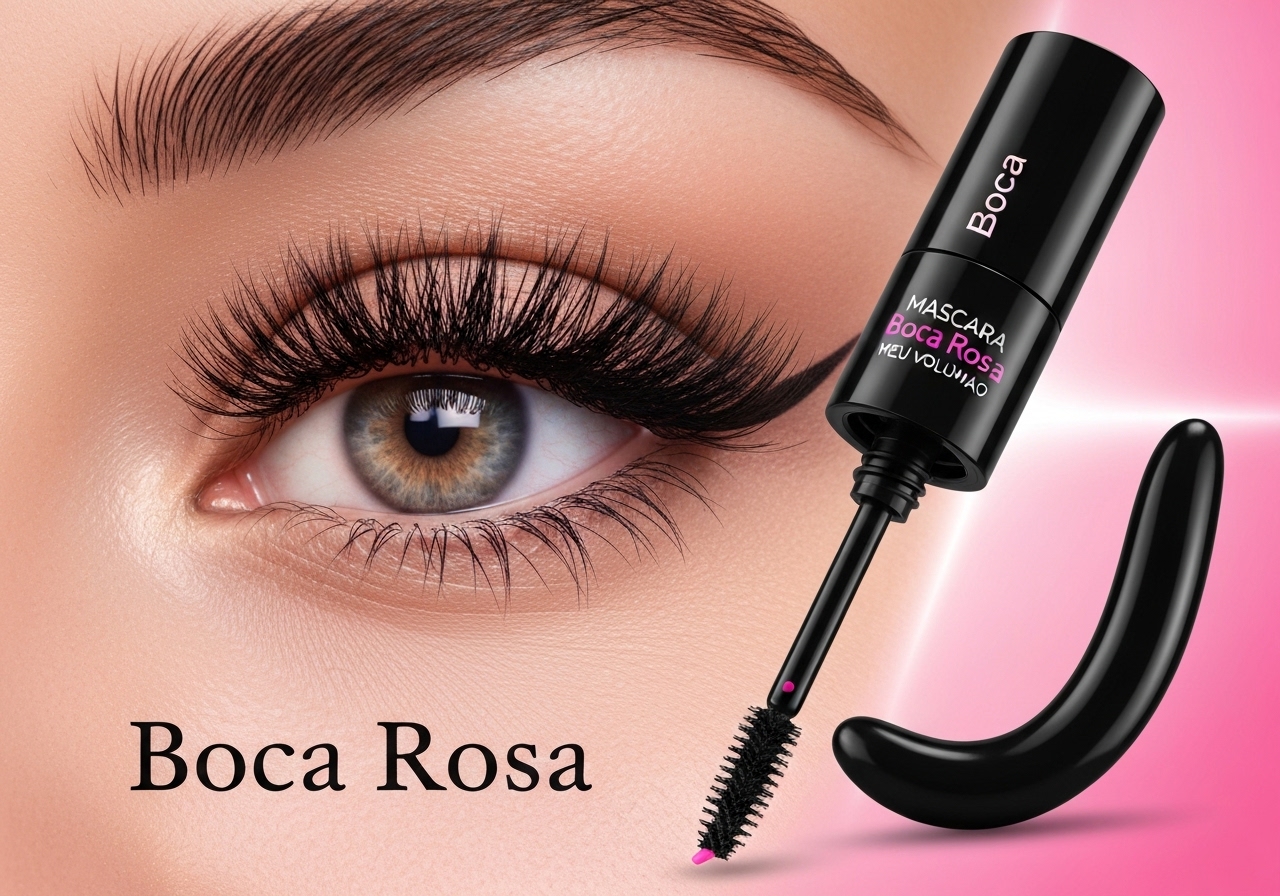 Boca Rosa Meu Volumão da Payot entrega volume, alongamento e definição duradouros com aplicador curvado, ideal para olhar marcante e elegante. (imagem gerada com inteligência artificial)