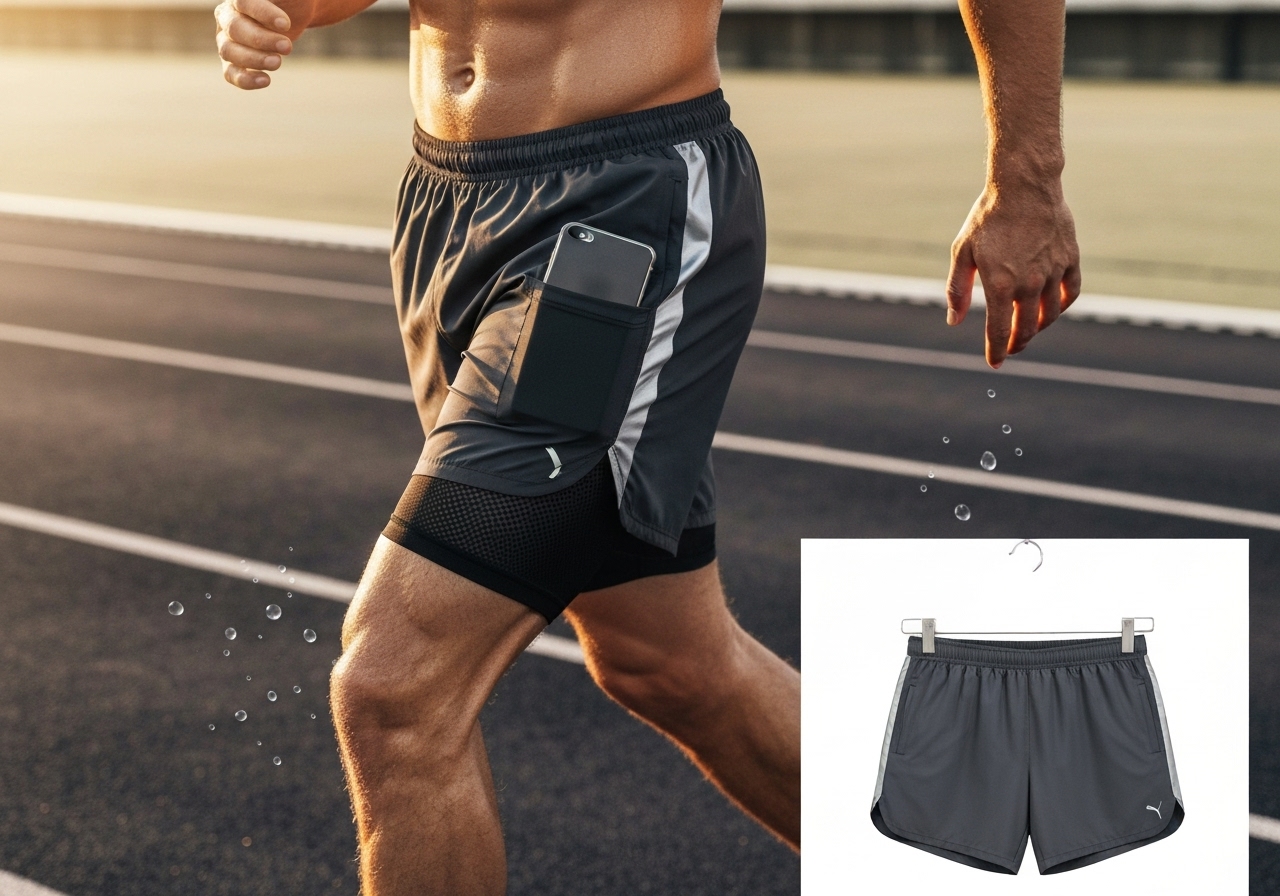 Kit 3 shorts 2 em 1 Iron Bull Dry: forro de compressão que pode ser usado como cueca, bolsos internos, abertura lateral, tecido respirável ideal corrida e academia. (imagem gerada com inteligência artificial)
