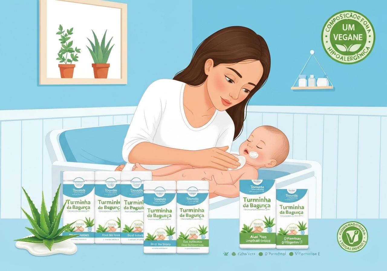 Kit 5 pacotes (600) toalhas umedecidas Turminha da Bagunça, 19x13cm, flip‑top, 3 anos de validade, 98% água, sem parabenos, veganas e hipoalergênicas. (imagem gerada com inteligência artificial)