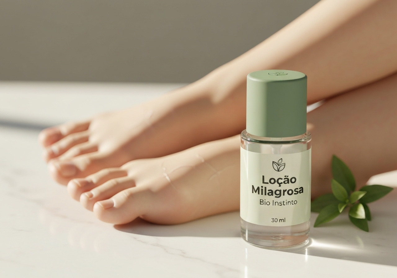 Loção Milagrosa Bio Instinto 30ml: hidrata, suaviza pés ásperos e elimina rachaduras. 4,9★, R$3,99 e frete grátis. Cuidado acessível e eficaz. (imagem gerada com inteligência artificial)