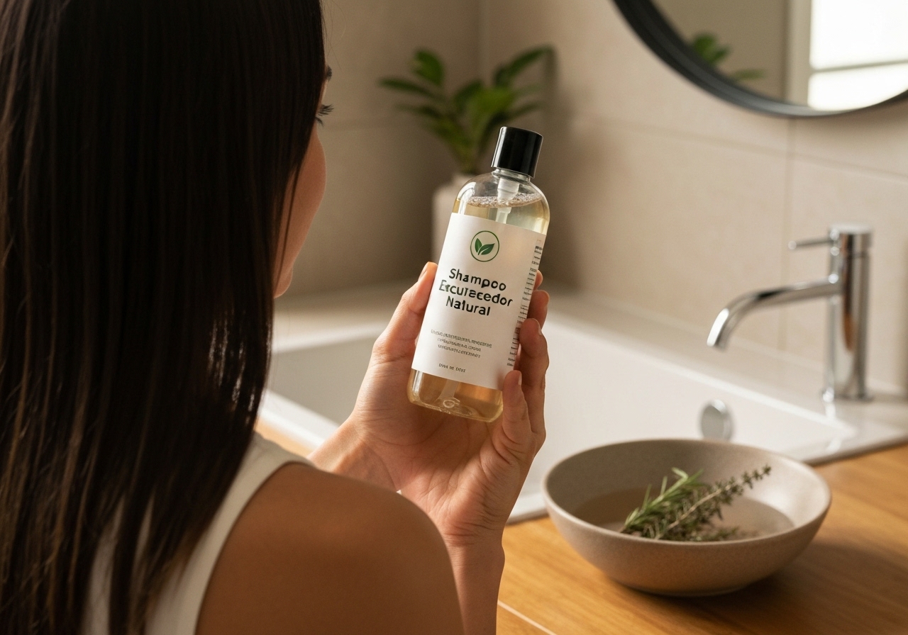 Descubra o Shampoo Escurecedor Colored 300ml: fórmula 100% natural, sem amônia, cobre fios brancos em 5‑10 min, hidrata, brilha e mantém cor vibrante. (imagem gerada com inteligência artificial)