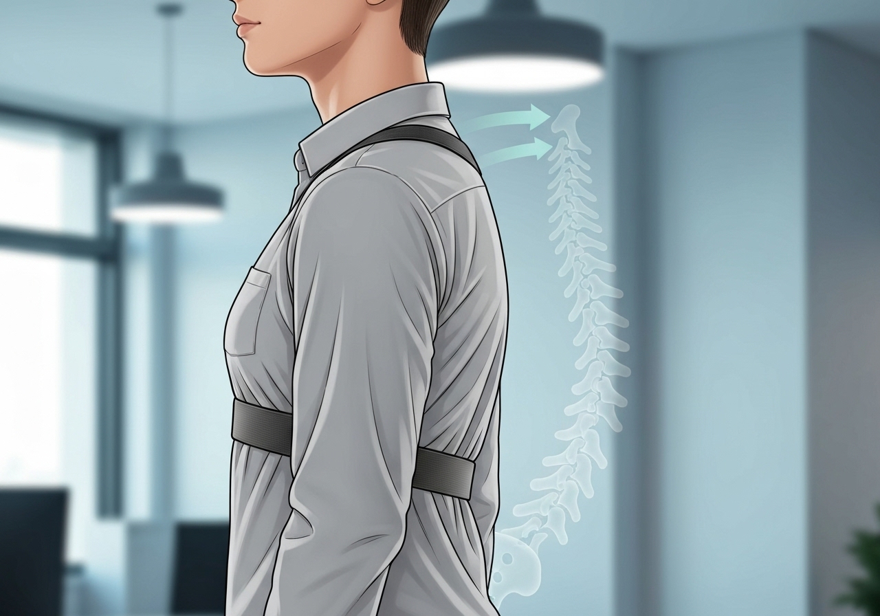 Descubra como a Cinta Postural Corrige a postura, puxa ombros para trás, alivia dores lombares e ombros, previne desvios, conforto discreto e ajuste unissex. (imagem gerada com inteligência artificial)