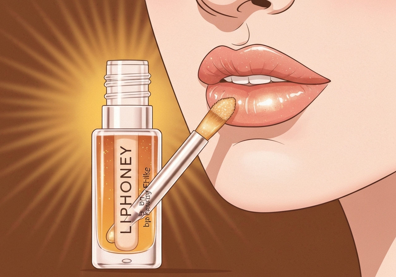 Gloss LipHoney 5G da Fran by Franciny oferece hidratação profunda, brilho natural, aroma de mel, vitamina E, aplicador chubby, hipoalergênico e cruelty‑free. (imagem gerada com inteligência artificial)