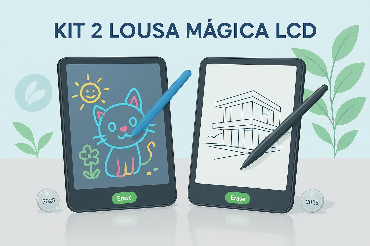 Kit 2 Lousa Mágica LCD: O Tablet Infantil de Desenho e Escrita
