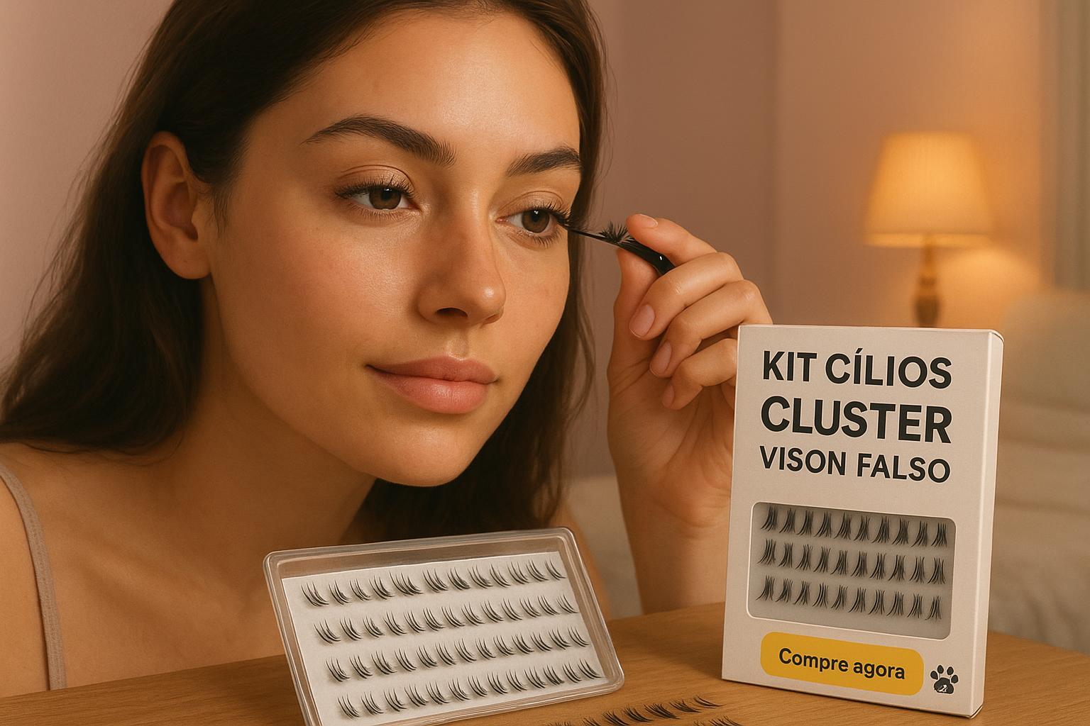 Kit Cílios Cluster Vison Falso: Tenha um Olhar de Salão em Casa