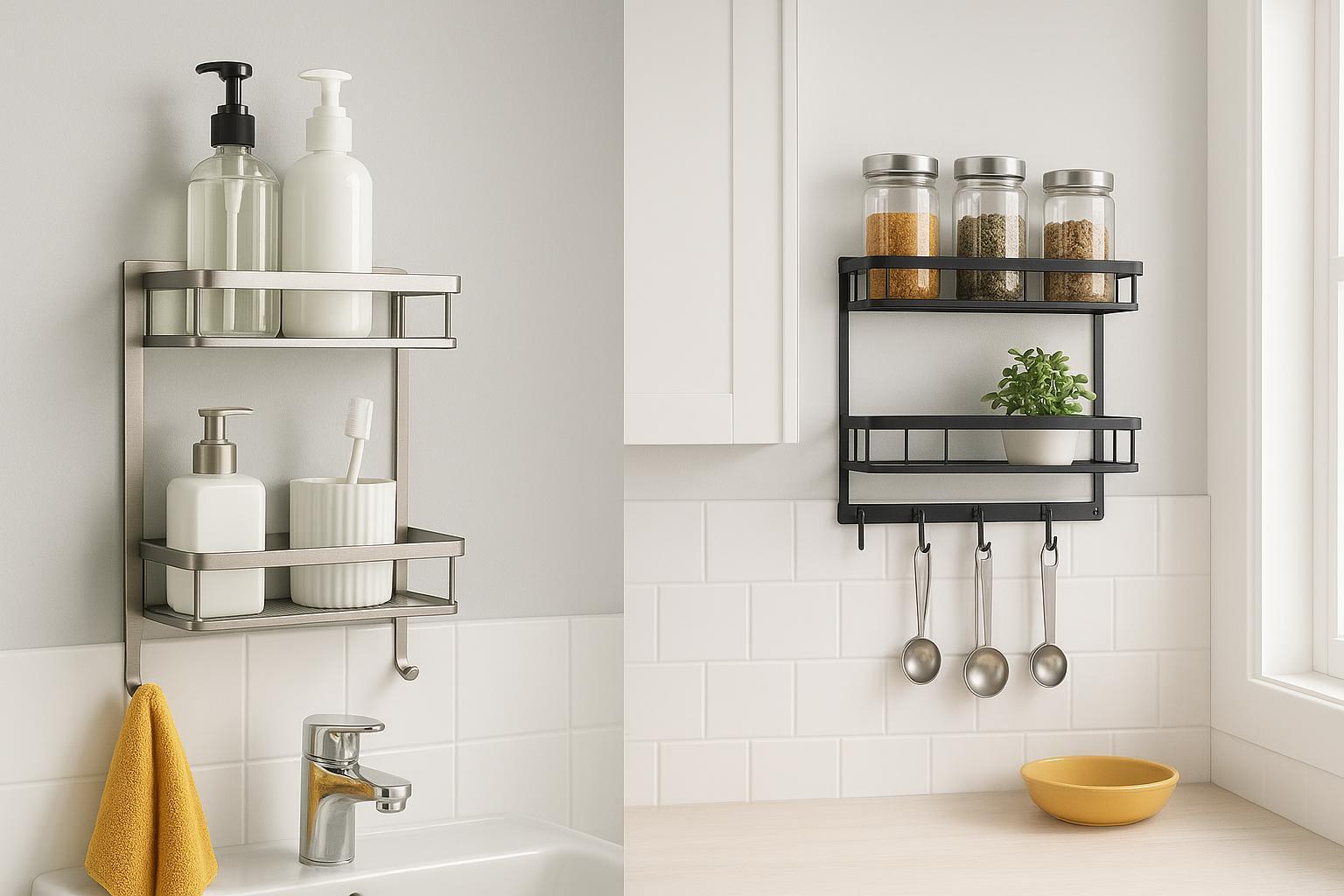 Kit Organizador de Metal: Prateleiras para Banheiro e Cozinha