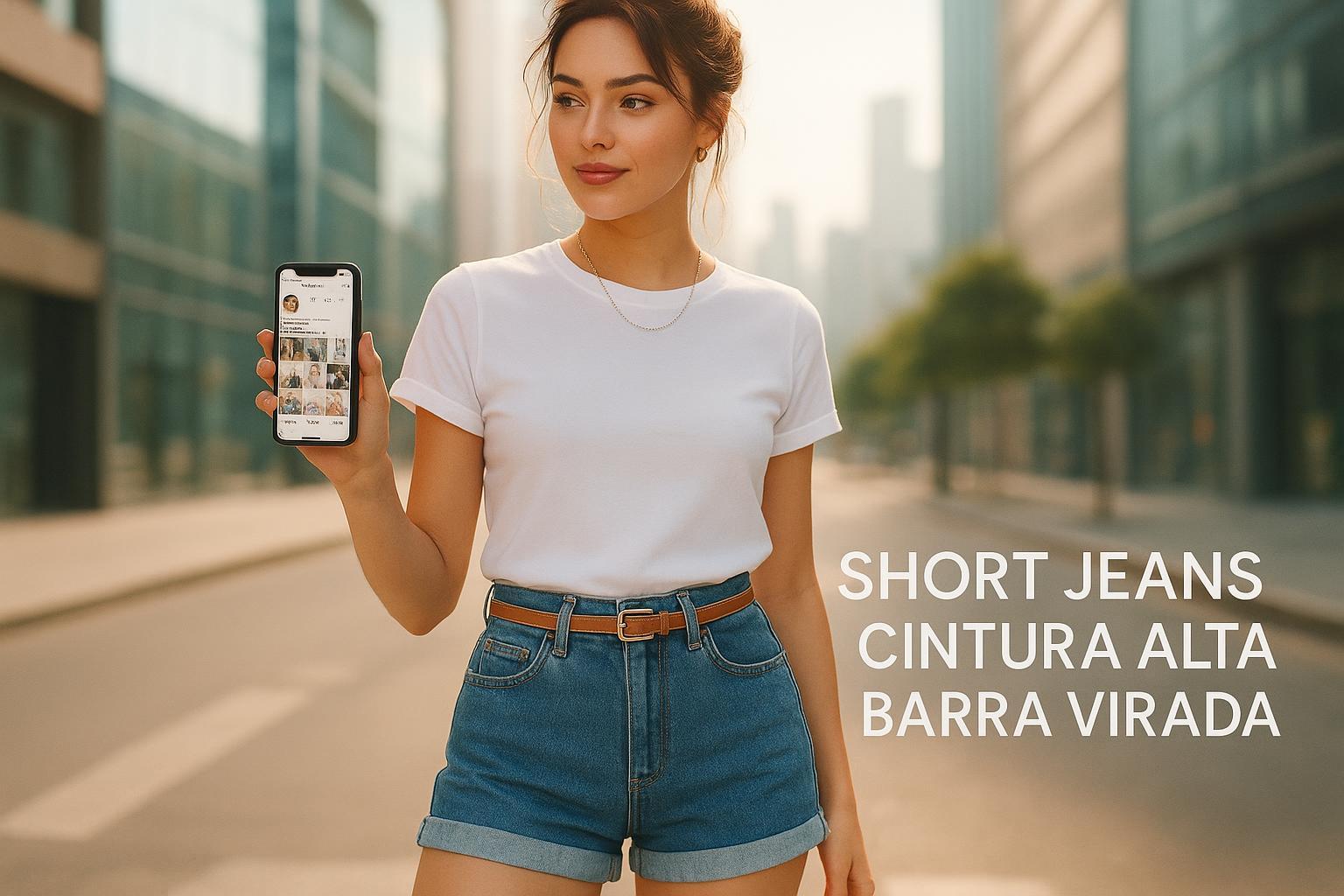 Short Jeans Cintura Alta Barra Virada: A Tendência das Blogueiras